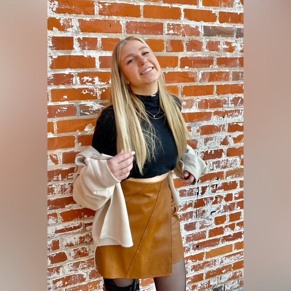 Faux Leather Wrap Mini Skirt - Picture 4 of 4